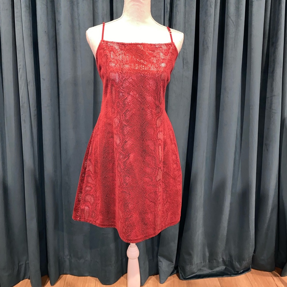 Urban Outfitters XL Dress Red with a snakeskin appearance.  Low back